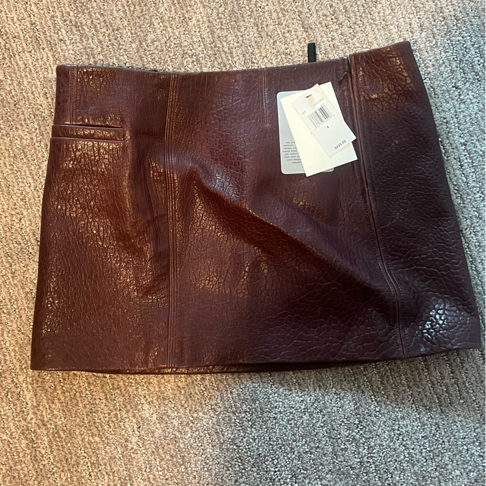A.L.C Brown/ maroon  Leather mini skirt